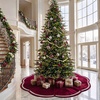 image:image84 in Burgundy Velvet Christmas Tree Skirt Petal Tree Mat with Faux Pearls