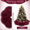 image:imageOurWarm 60 Inch Burgundy Velvet Christmas Tree Skirt Pearl Scalloped Trim