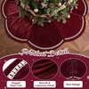image:imageOurWarm 60 Inch Burgundy Velvet Christmas Tree Skirt Pearl Scalloped Trim