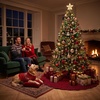 image:imageOurWarm Burgundy Velvet Christmas Tree Skirt 60 Inches Rustic Tree Skirts