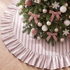 image:image60 Inch Vintage Christmas Tree Skirt Pink Striped Cotton Holiday Decor