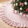 image:image60 Inch Vintage Christmas Tree Skirt Red White Striped Ruffled Xmas Decor