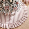 image:image72 Inch Large Vintage Christmas Tree Skirt Pink White Striped Holiday Decor