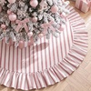 image:image72 Inch Large Vintage Christmas Tree Skirt Red White Striped Ruffled Decor