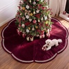 image:image84 in Burgundy Velvet Christmas Tree Skirt Petal Tree Mat with Faux Pearls