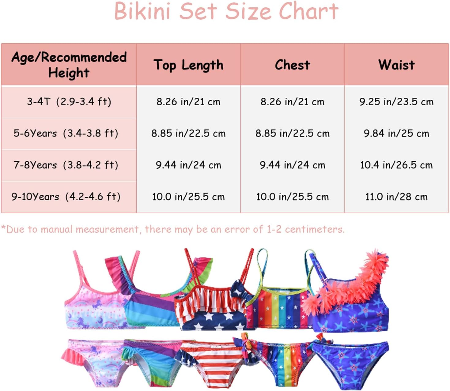 VIKITA Girls Bikini Set Two Pieces Swimsuits Toddler Bathing Suit Colorful Sport Beach Swimwear for 310 YearsUnicornsm022