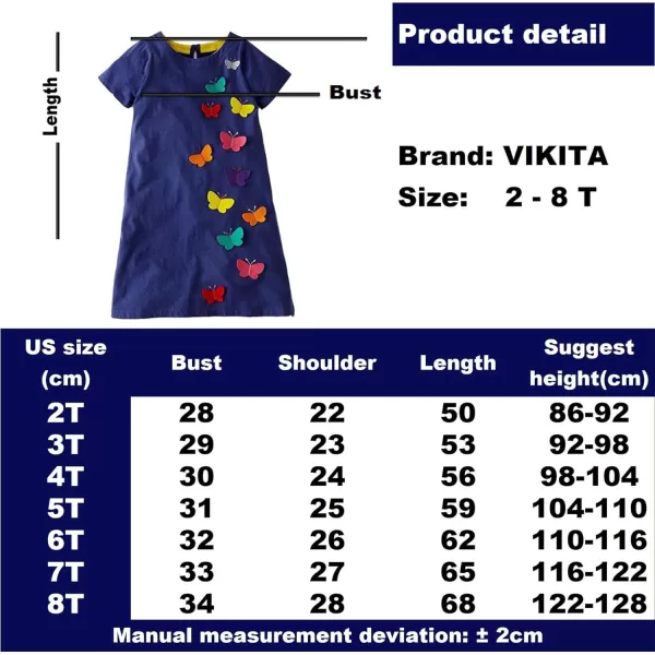 VIKITA 2020 Toddler Girls Summer Dresses Short Sleeve Outfit 38 YearsAjm6808