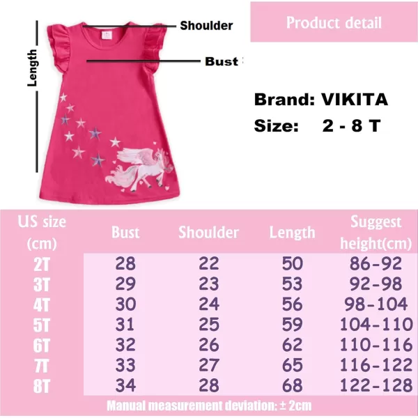 VIKITA 2020 Toddler Girls Summer Dresses Short Sleeve Outfit 38 YearsAsh0820