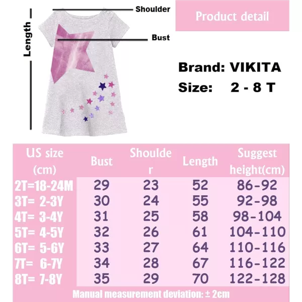 VIKITA 2020 Toddler Girls Summer Dresses Short Sleeve Outfit 38 YearsSh7220