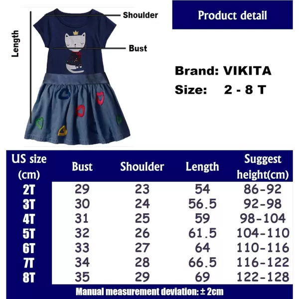 VIKITA 2020 Toddler Girls Summer Dresses Short Sleeve Outfit 38 YearsTsh7371