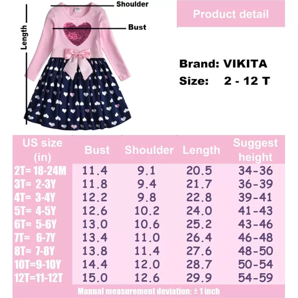 VIKITA Baby Girl Cartoon Flower Dress Long Sleeve Winter Dresses for 212 Years Old GirlsAlh5740