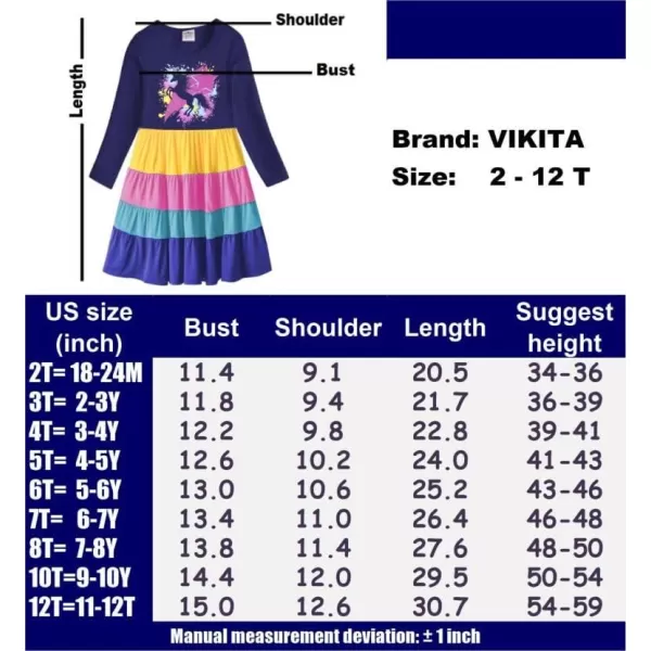 VIKITA Baby Girl Cartoon Flower Dress Long Sleeve Winter Dresses for 212 Years Old GirlsAlh5756