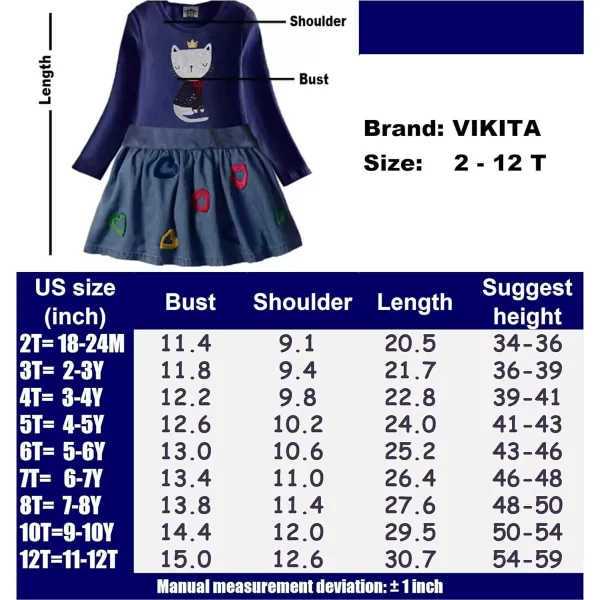 VIKITA Baby Girl Cartoon Flower Dress Long Sleeve Winter Dresses for 212 Years Old GirlsLh0743