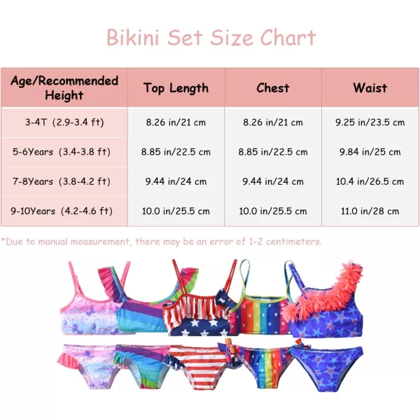 VIKITA Girls Bikini Set Two Pieces Swimsuits Toddler Bathing Suit Colorful Sport Beach Swimwear for 310 YearsUnicornsm022