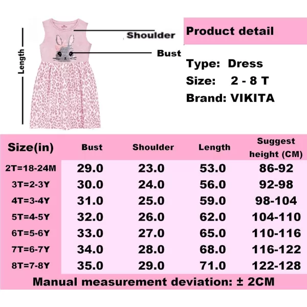 VIKITA Girls Casual Dresses Summer Girls Clothes Short Sleeve Toddler Cotton Dresses for Little Girl 28 YearsSh0742