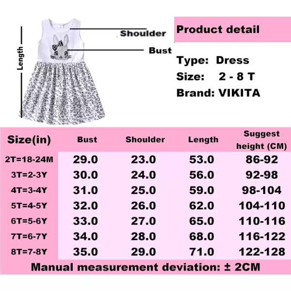 VIKITA Girls Casual Dresses Summer Girls Clothes Short Sleeve Toddler Cotton Dresses for Little Girl 28 YearsSh0743