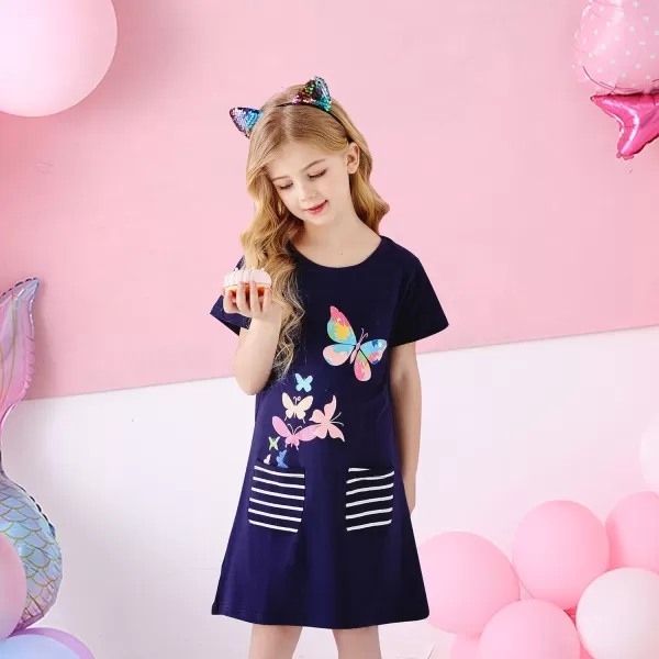 VIKITA Girls Casual Dresses Summer Girls Clothes Short Sleeve Toddler Cotton Dresses for Little Girl 28 YearsSh4779