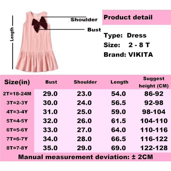 VIKITA Girls Casual Dresses Summer Girls Clothes Short Sleeve Toddler Cotton Dresses for Little Girl 28 YearsSh6889