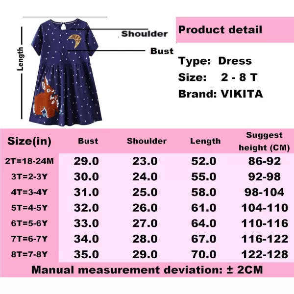 VIKITA Girls Casual Dresses Summer Girls Clothes Short Sleeve Toddler Cotton Dresses for Little Girl 28 YearsSh7371