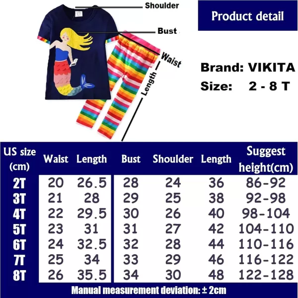 VIKITA Girls Clothes Toddler Outfits  Little Kids Shirts  Leggings Summer Fashion Clothing Sets Cute Birthday GiftsS3666f5508