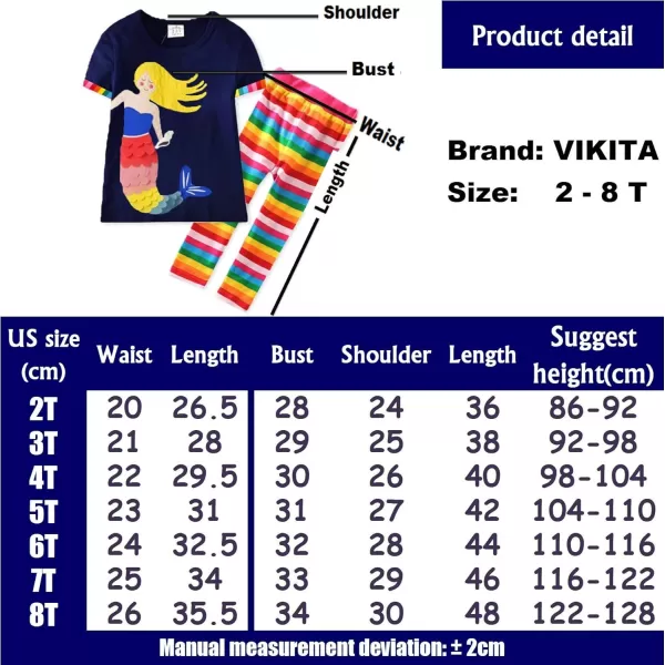 VIKITA Girls Clothes Toddler Outfits  Little Kids Shirts  Leggings Summer Fashion Clothing Sets Cute Birthday GiftsS3930jm1095