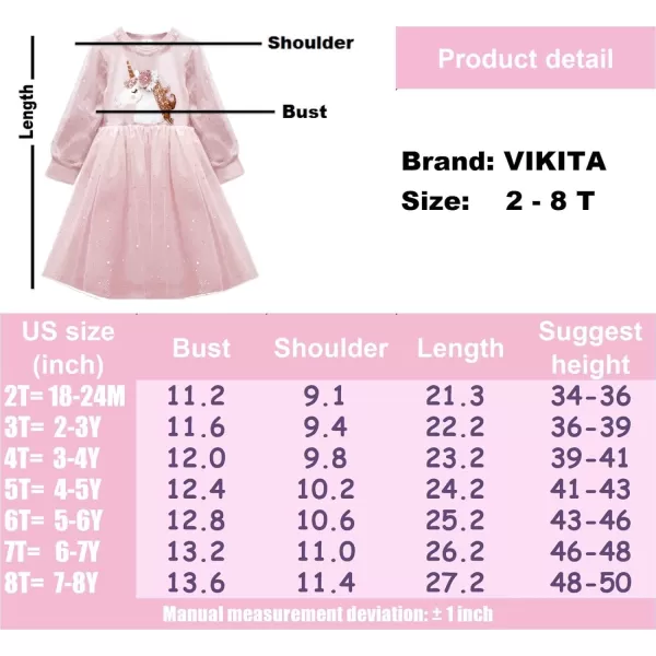 VIKITA Girls Dresses Winter Long Sleeve Party Gifts for Girls 37 YearsLh4401