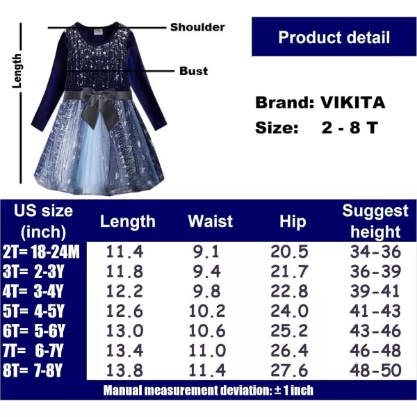 VIKITA Girls Dresses Winter Long Sleeve Party Gifts for Girls 37 YearsLh4863