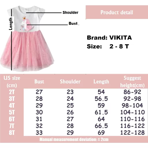 VIKITA Girls Dresses for Summer Short Sleeve Toddler Girls Clothes Party Tutu Dresses for Little Girls 312 YearsAsh4785