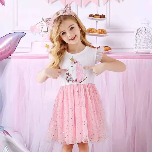 VIKITA Girls Dresses for Summer Short Sleeve Toddler Girls Clothes Party Tutu Dresses for Little Girls 312 YearsAsh4785