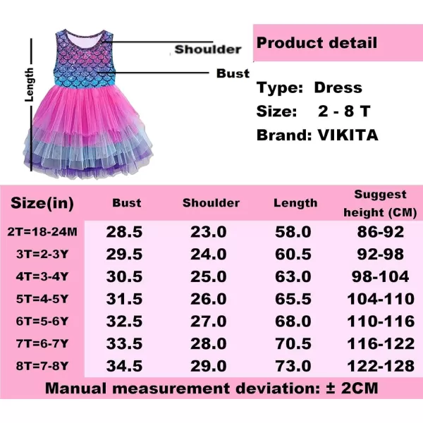 VIKITA Girls Dresses for Summer Short Sleeve Toddler Girls Clothes Party Tutu Dresses for Little Girls 312 YearsSh4776