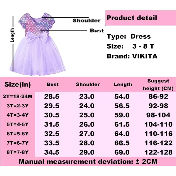 VIKITA Girls Dresses for Summer Short Sleeve Toddler Girls Clothes Party Tutu Dresses for Little Girls 312 YearsSh4899