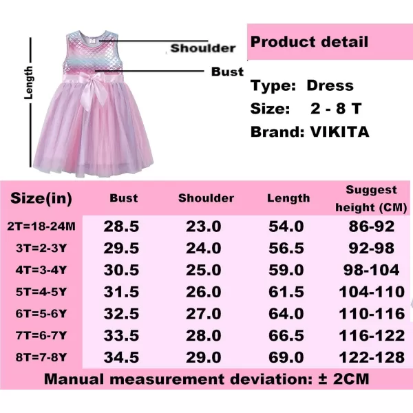 VIKITA Girls Dresses for Summer Short Sleeve Toddler Girls Clothes Party Tutu Dresses for Little Girls 312 YearsSh4983