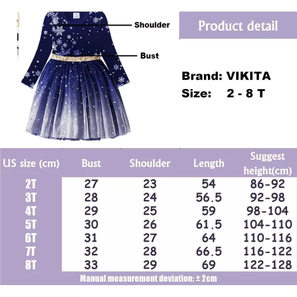 VIKITA Girls Dresses for Winter Long Sleeve Toddler Girls Clothes Party Tulle Dresses for Little Girls212 YearsAlh4586