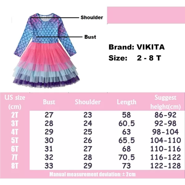 VIKITA Girls Dresses for Winter Long Sleeve Toddler Girls Clothes Party Tulle Dresses for Little Girls212 YearsLh4594