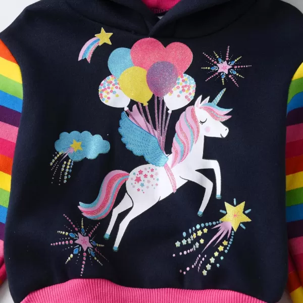 VIKITA Girls Fashion Hoodies Bright Rainbow Colors Sparkle Cartoon Pattern Long Sleeve Tops for Fall and WinterBluesw2106