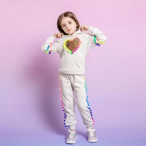 VIKITA Girls Fashion Hoodies Bright Rainbow Colors Sparkle Cartoon Pattern Long Sleeve Tops for Fall and WinterGreysw3297