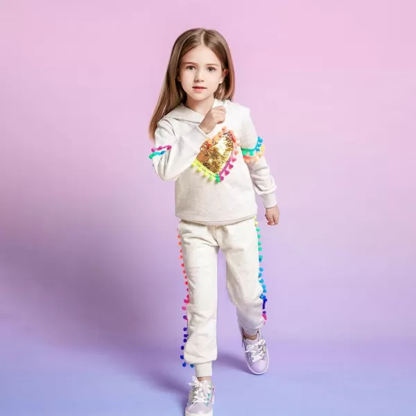 VIKITA Girls Fashion Hoodies Bright Rainbow Colors Sparkle Cartoon Pattern Long Sleeve Tops for Fall and WinterGreysw3297