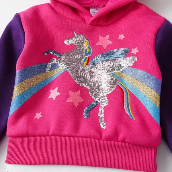 VIKITA Girls Fashion Hoodies Bright Rainbow Colors Sparkle Cartoon Pattern Long Sleeve Tops for Fall and WinterPinksw2109