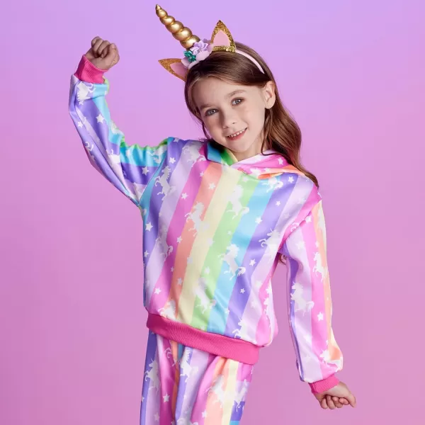 VIKITA Girls Fashion Hoodies Bright Rainbow Colors Sparkle Cartoon Pattern Long Sleeve Tops for Fall and WinterRainbowsw2105