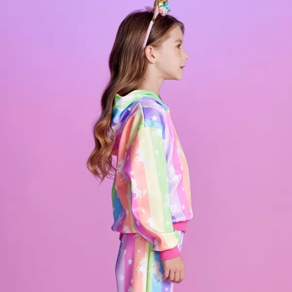 VIKITA Girls Fashion Hoodies Bright Rainbow Colors Sparkle Cartoon Pattern Long Sleeve Tops for Fall and WinterRainbowsw2105