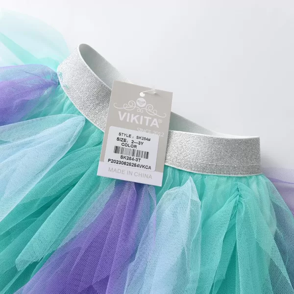 VIKITA Girls Layered Tutu Skirt Party Tulle Skirts Princess Dress Birthday OutfitBluesk254