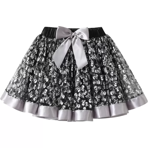 VIKITA Girls Layered Tutu Skirt Party Tulle Skirts Princess Dress Birthday OutfitHalloweenskullsk231