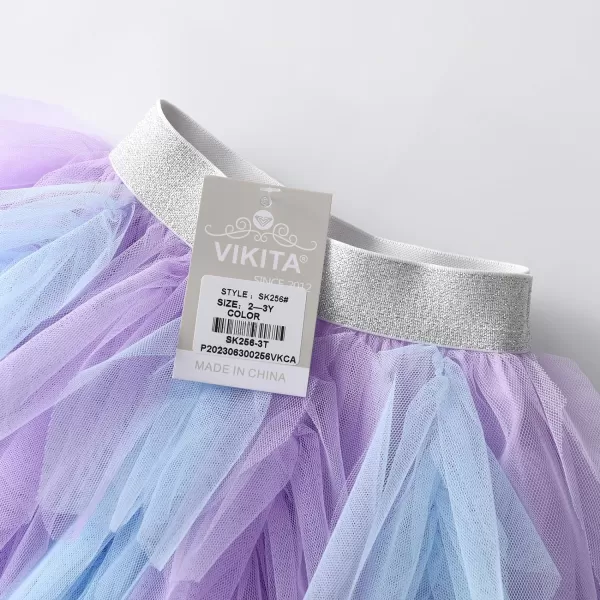 VIKITA Girls Layered Tutu Skirt Party Tulle Skirts Princess Dress Birthday OutfitPurplesk256