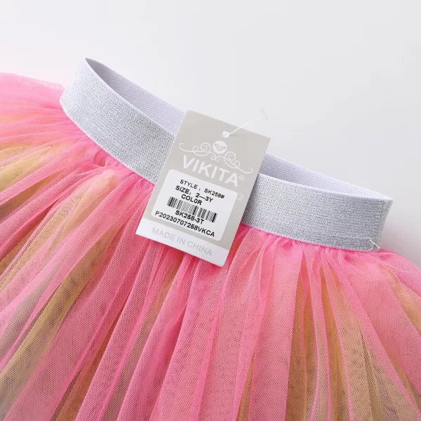 VIKITA Girls Layered Tutu Skirt Party Tulle Skirts Princess Dress Birthday OutfitRainbowsk258