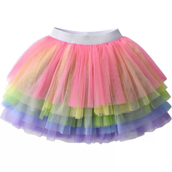 VIKITA Girls Layered Tutu Skirt Party Tulle Skirts Princess Dress Birthday OutfitRainbowsk258