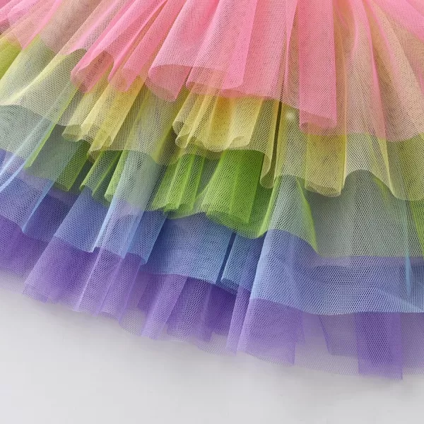 VIKITA Girls Layered Tutu Skirt Party Tulle Skirts Princess Dress Birthday OutfitRainbowsk258