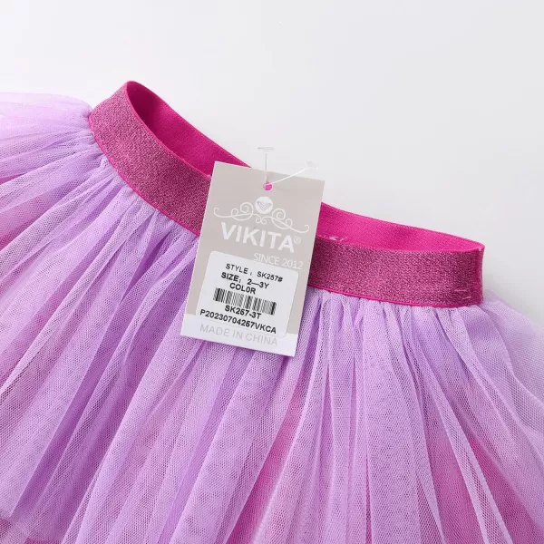 VIKITA Girls Layered Tutu Skirt Party Tulle Skirts Princess Dress Birthday OutfitRedsk257