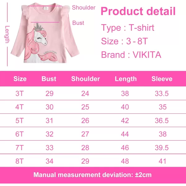 VIKITA Girls Long Sleeve Tees Layered Tulle Cotton Crewneck Sweatshirt Happy Horse Embroidery for Little Kids Fall WinterPinkl3970