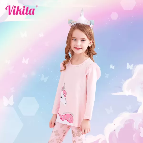 VIKITA Girls Long Sleeve Tees Layered Tulle Cotton Crewneck Sweatshirt Happy Horse Embroidery for Little Kids Fall WinterPinkl3970