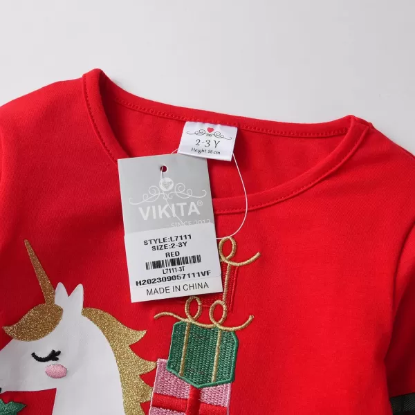 VIKITA Girls Long Sleeve Tees Layered Tulle Cotton Crewneck Sweatshirt Happy Horse Embroidery for Little Kids Fall WinterRedl7111